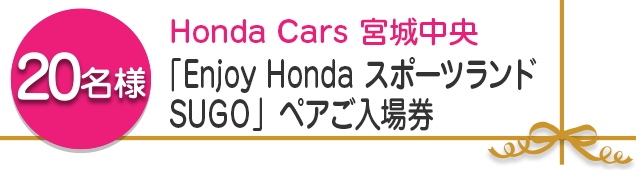 【20名様】「Enjoy Honda スポーツランドSUGO」ペアご入場券