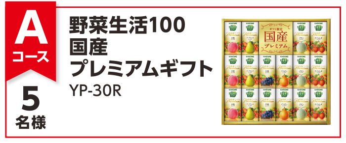 【Aコース】野菜生活100国産プレミアムギフト 5名様