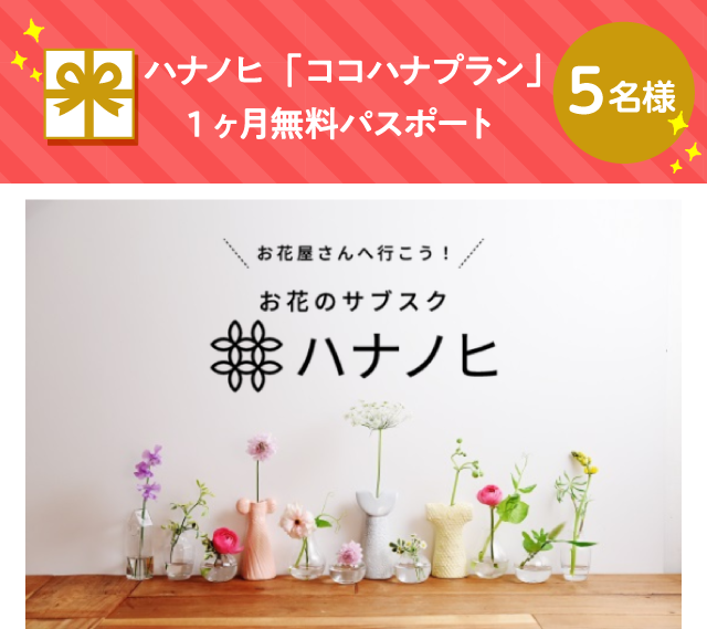 ハナノヒ「ココハナプラン」1ヶ月無料パスポート【5名様】